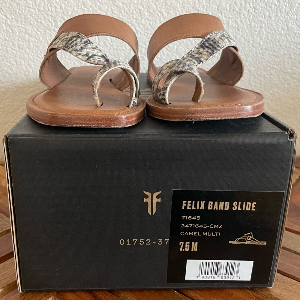 Frye Felix Band Slide Leather Camel Multi Color S… - image 6